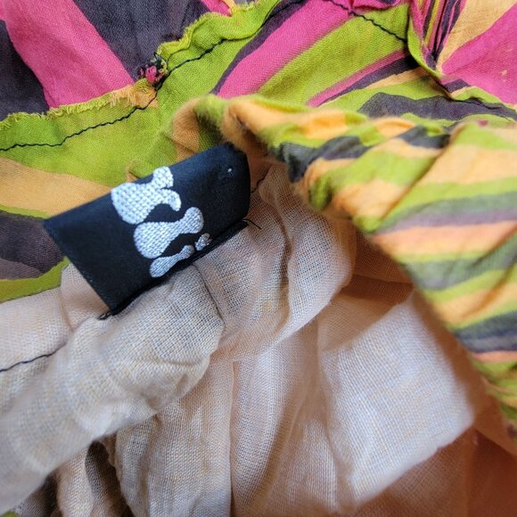 Jayli Womens Boho Patchwork Tiered Midi Skirt Medium Multicolor Pull-On Gypsy - Picture 4 of 9